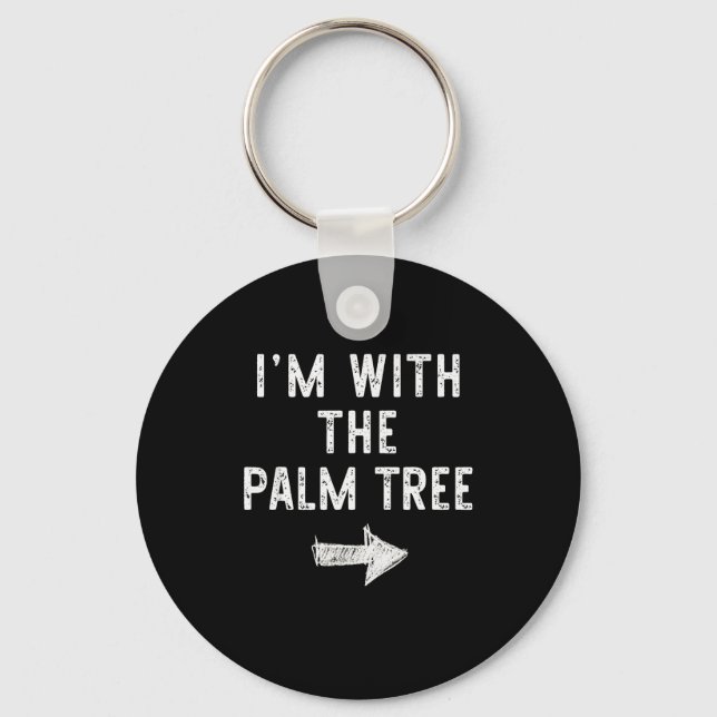 I’m With The Palm Tree Funny Halloween Couple Cost Key Ring (Front)