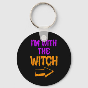 I’m With The Witch Funny Halloween Matching Couple Key Ring