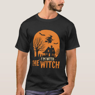 I m With the Witch Halloween Spooky Couples Costum T-Shirt