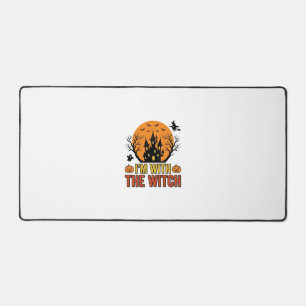 I’m With The Witch Vintage Halloween Castle Design Desk Mat