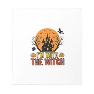 I’m With The Witch Vintage Halloween Castle Design Notepad