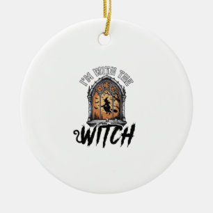 I’m With The Witch Vintage Halloween Ceramic Tree Decoration
