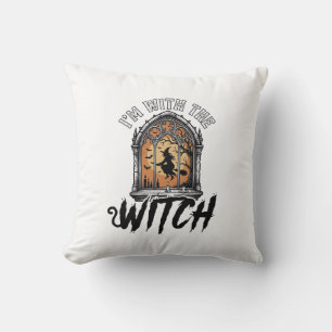 I’m With The Witch Vintage Halloween Cushion