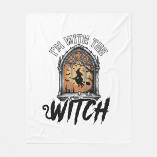 I’m With The Witch Vintage Halloween Fleece Blanket