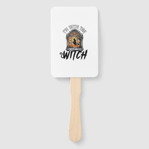 I’m With The Witch Vintage Halloween Hand Fan