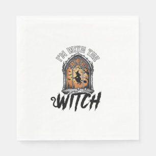 I’m With The Witch Vintage Halloween Napkin