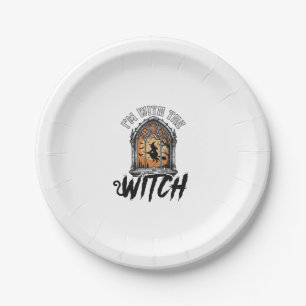 I’m With The Witch Vintage Halloween Paper Plate