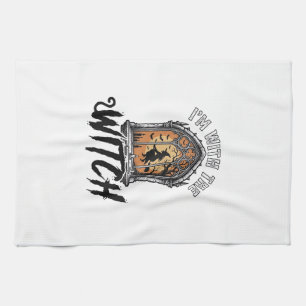 I’m With The Witch Vintage Halloween Tea Towel