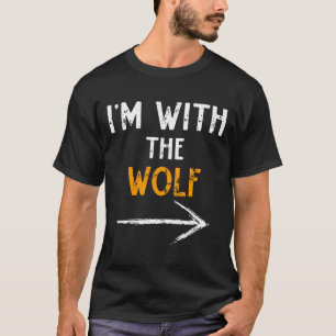I’m With The Wolf Funny Halloween Matching Couple  T-Shirt