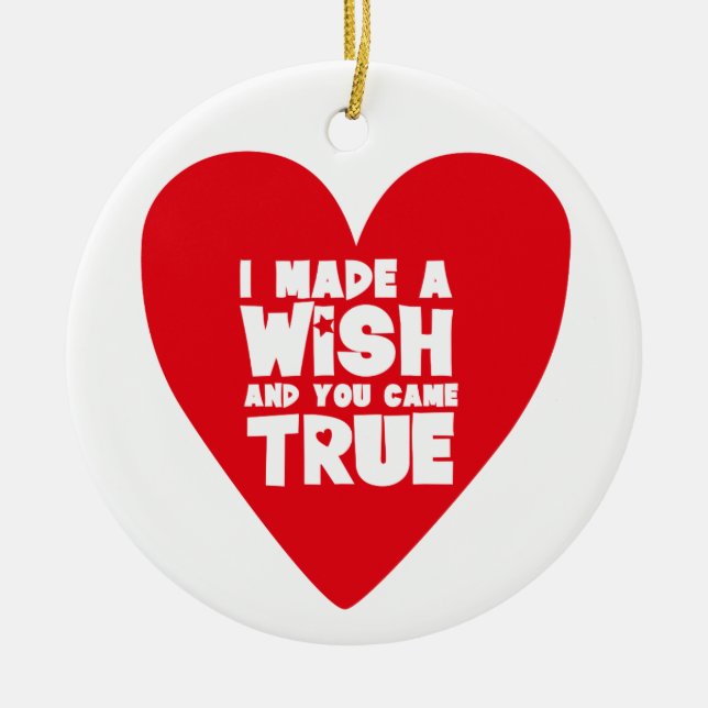 I MADE A WISH love heart Ceramic Tree Decoration (Front)