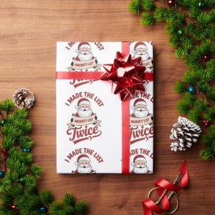 I Made The List Twice Naughty Christmas Santa Wrapping Paper