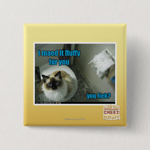I maed it fluffy fur you 15 cm square badge