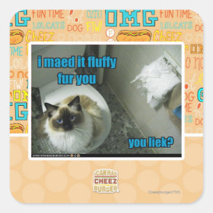 I maed it fluffy fur you square sticker