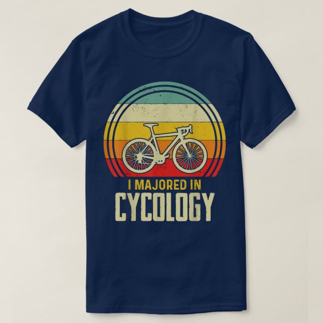 I Majored in Cycology Mountain Bike Cyclist Riding T-Shirt (Design Front)