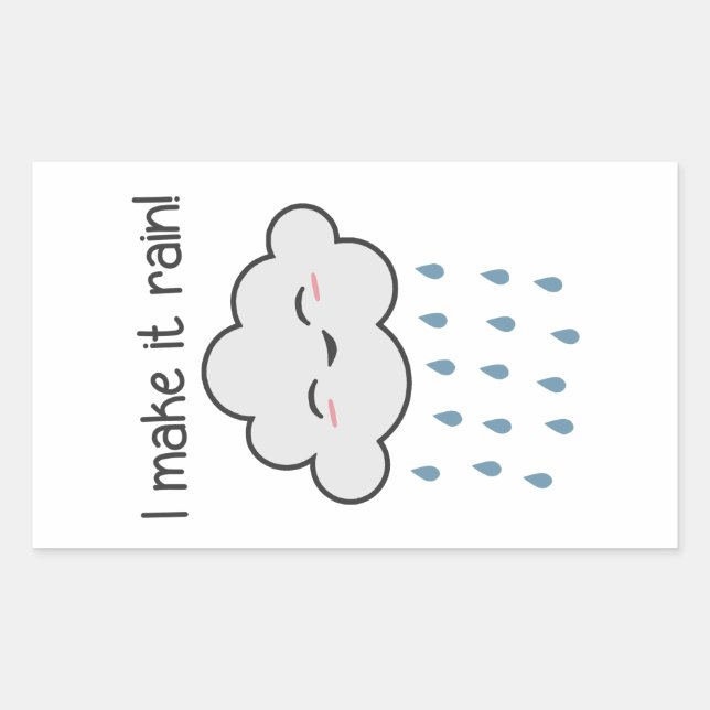 I Make It Rain Cute Storm Cloud Rectangular Sticker (Front)
