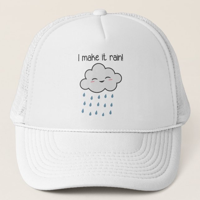 I Make It Rain Cute Storm Cloud Trucker Hat (Front)
