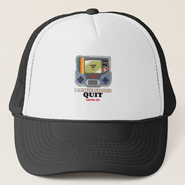 I Make Noobs Rage Quit Level Up Trucker Hat (Front)
