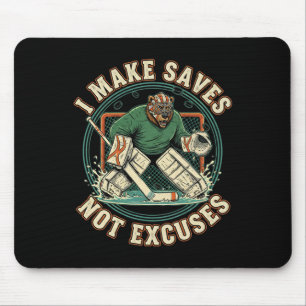I Make Saves Not Excuses Shirt Funny Hockey Goalie Mouse Mat