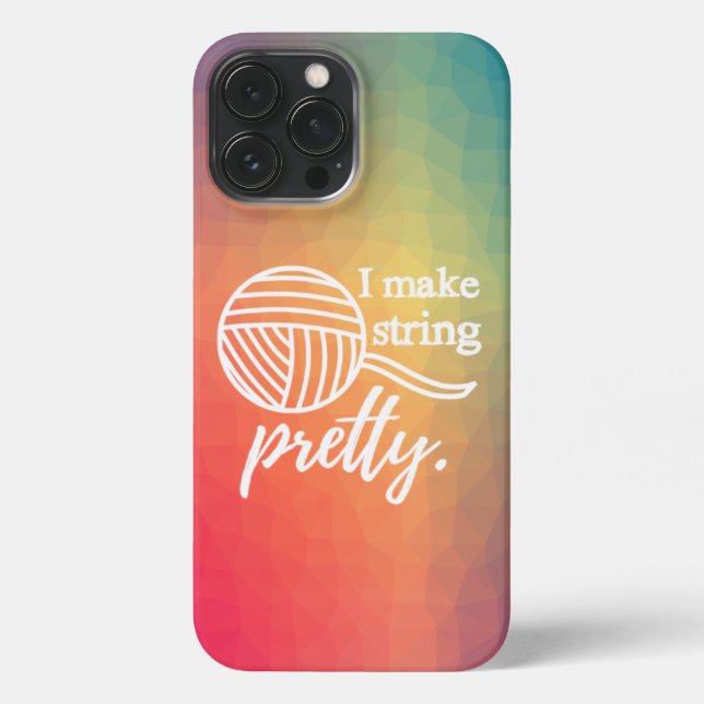 I Make String Pretty Crafts Rainbow Geometric iPhone Case (Back)