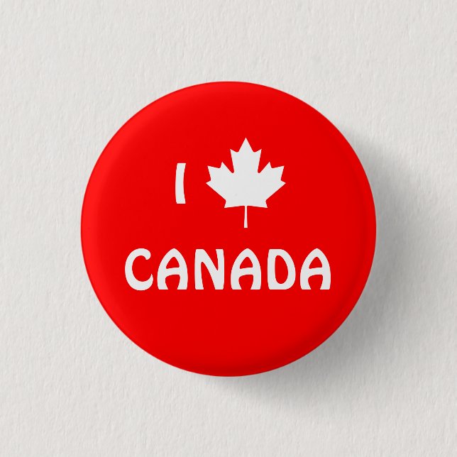I Maple Leaf Canada Button (Front)