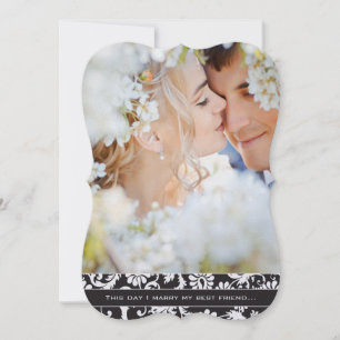 I marry my Best Friend Photo Damask Wedding Invitation