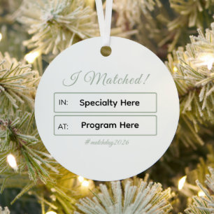 “I Matched!” Personalised Residency Match Metal Tree Decoration