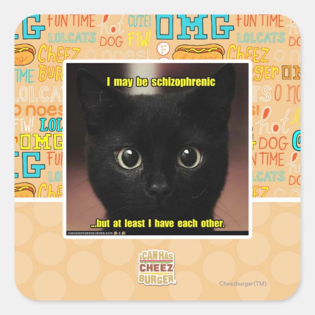 I may be schizophrenic square sticker (Front)