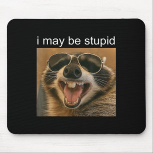 I May Be Stupid Funny Raccoon Dank Meme Gen-z Humo Mouse Mat