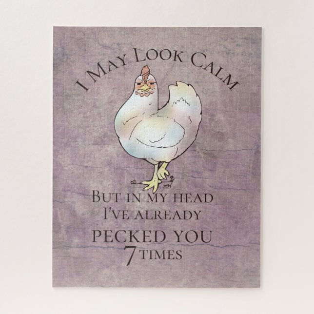 "I May Look Calm" Chicken Jigsaw Puzzle (Vertical)