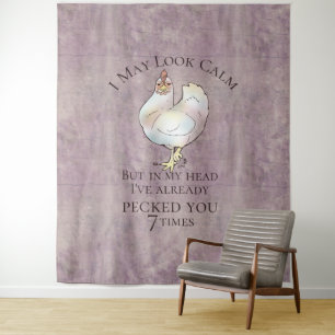 "I May Look Calm" Chicken Tapestry