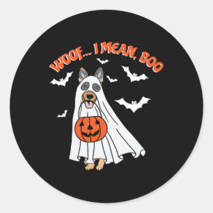 I Mean Boo Funny Ghost Dog Halloween Pumpkin Classic Round Sticker