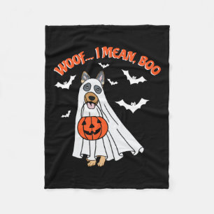 I Mean Boo Funny Ghost Dog Halloween Pumpkin Fleece Blanket