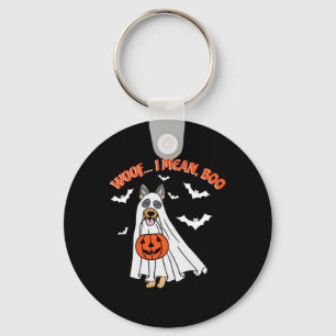 I Mean Boo Funny Ghost Dog Halloween Pumpkin Key Ring
