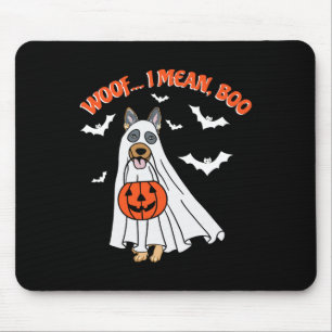 I Mean Boo Funny Ghost Dog Halloween Pumpkin Mouse Mat