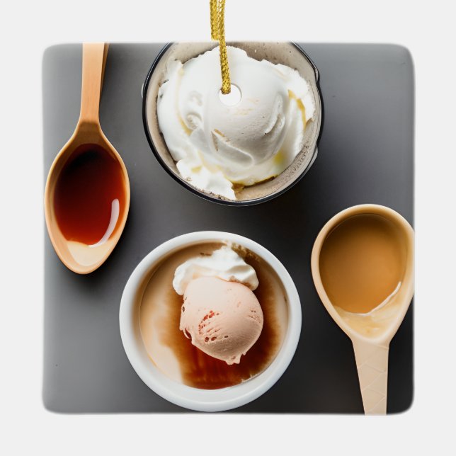 I Melt for You | Bowls of Ice Cream Food Puns Ceramic Ornament (Front)