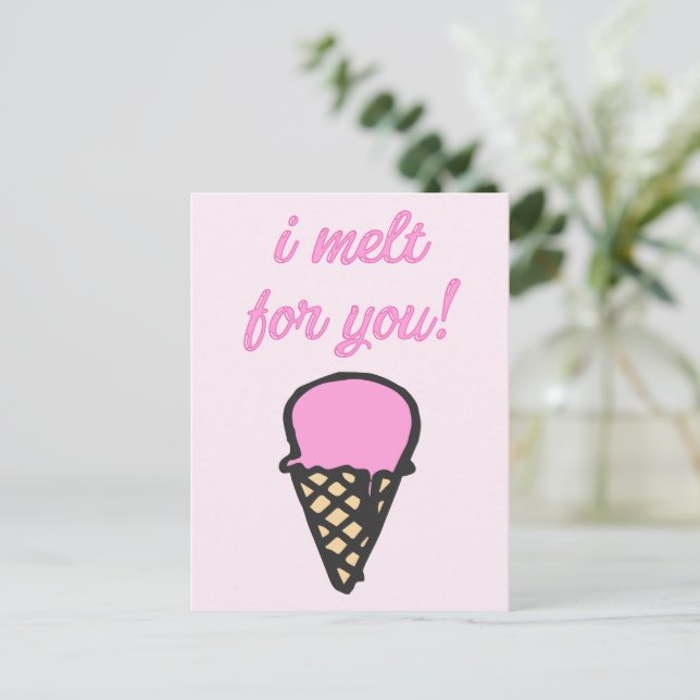 I melt for you -Romantic Ice Cream Cone Postcard (Standing Front)