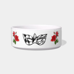 *~* I MEOW IN ITALIAN VENETIAN MASK RED ROSES BOWL