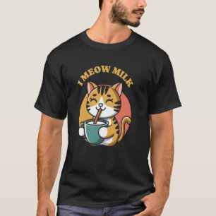 I Meow Milk Funny Cat Drinking Retro T-Shirt