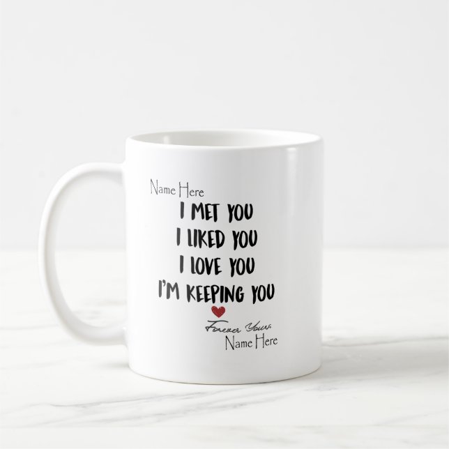 i met you i liked you i love you i'm kepping you coffee mug (Left)