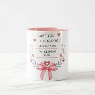 I Met You I Liked You I Loved You I'm Keeping You Two-Tone Coffee Mug