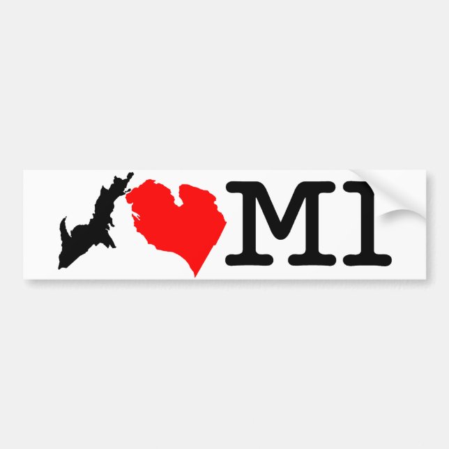 I ♥ MI (I heart Michigan) bumper sticker (Front)