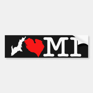 I ♥ MI (I heart Michigan) bumper sticker, white Sticker
