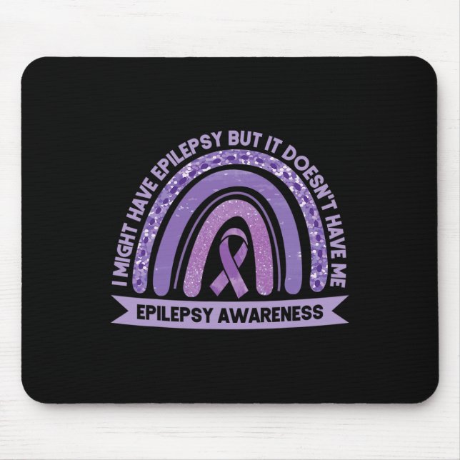 I Might Have Epilepsy Awareness Purple Rainbow Rib Mouse Mat (Front)