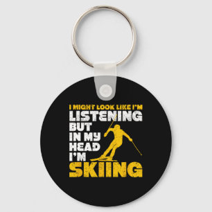 I Might Look Like I'm Listening Ski Funny Skiing L Key Ring