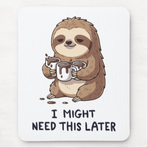 I Might Need Coffee Later - Lazy Sloth Humour Mouse Mat
