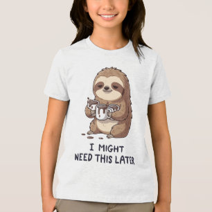 I Might Need Coffee Later - Lazy Sloth Humour Tri-Blend Shirt