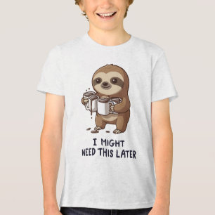 I Might Need Coffee Later - Lazy Sloth Humour Tri-Blend Shirt