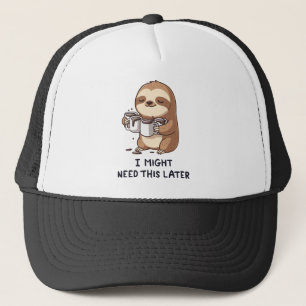 I Might Need Coffee Later - Lazy Sloth Humour Trucker Hat