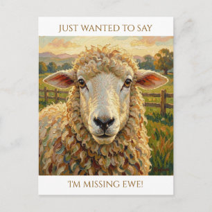 I Miss Ewe   Cute Keeping in Touch Postcard
