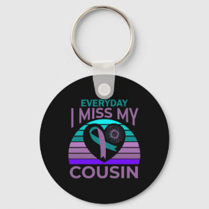 I Miss My Cousin Heart Sunflower Suicide Awareness Key Ring